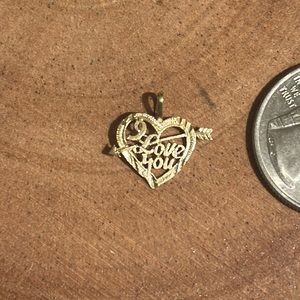 14 karat gold. I love you pendant.